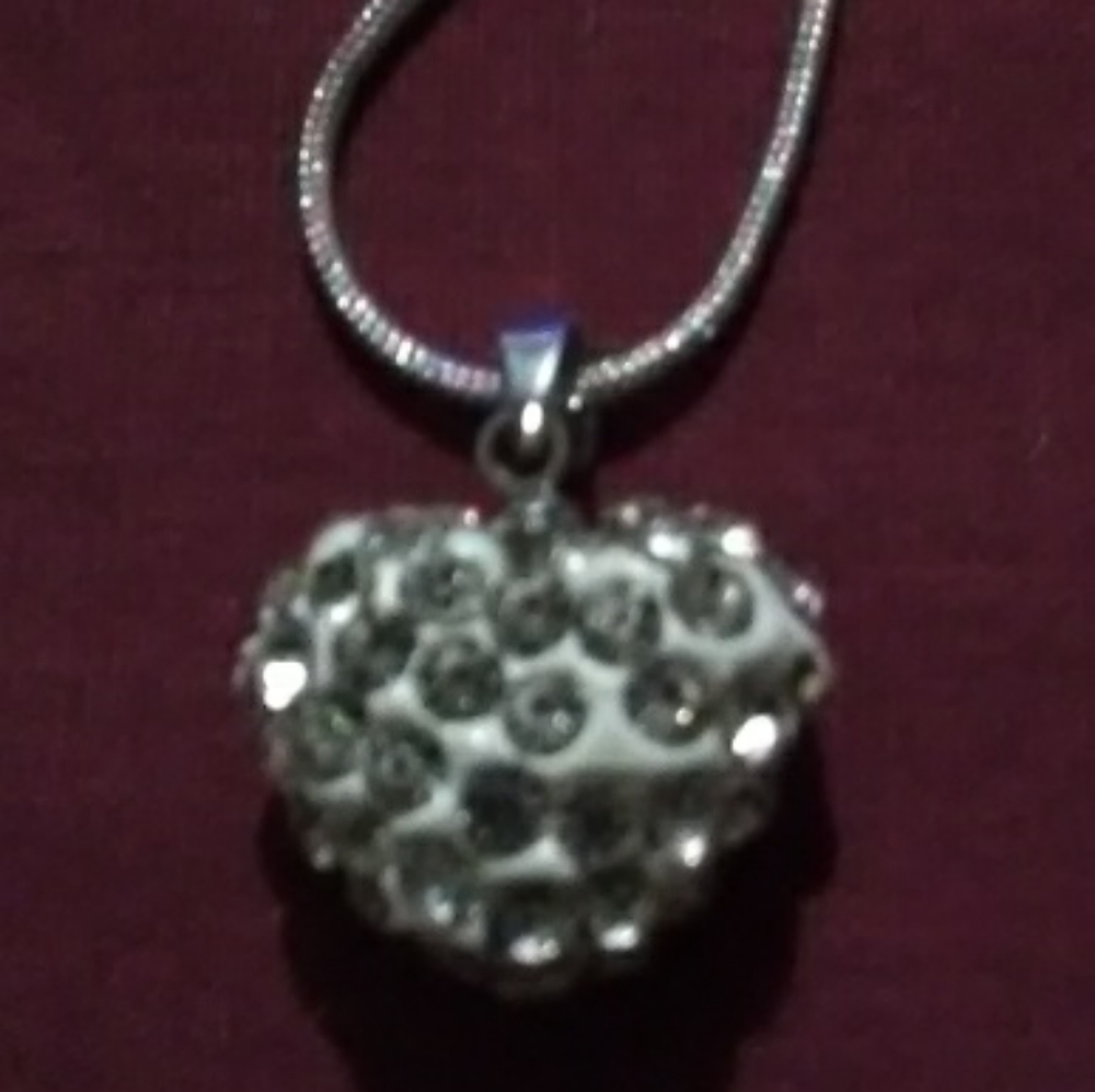 New, Silver Puff Ball Necklace